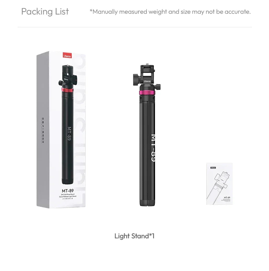 Ulanzi MT-89 2M Quick-Release Light Stand with Cold Shoe Mount 8-Section Extend for Action Camera Phone Clamp Photograph Tripod