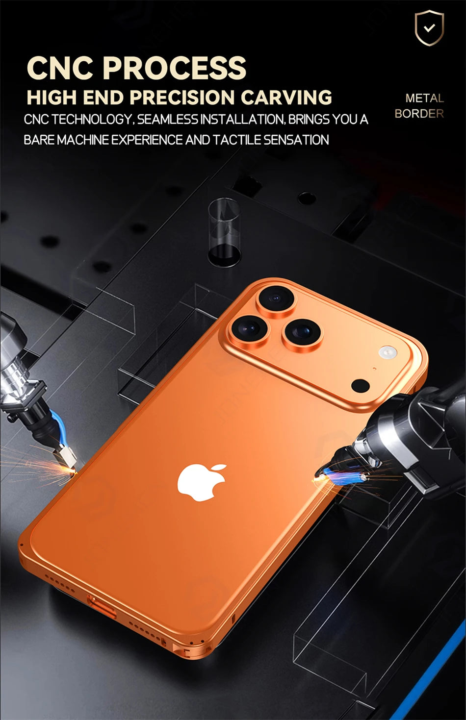 17pro Light Aluminum Metal Bumper Case Orange For iPhone 12 13 14 Plus 15 16 17 Pro Max Ultra Thin Alloy Back Frame Accessories