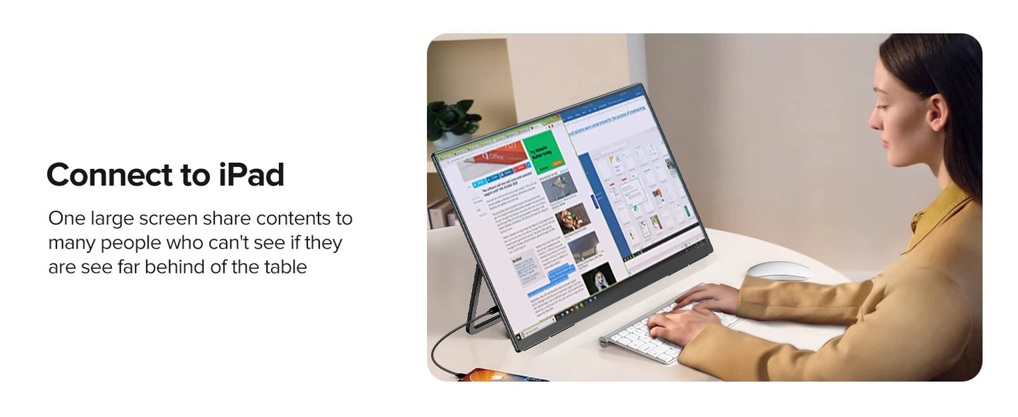 23.8inch Portable Monitor 100HZ 100% SRGB IPS USB-C HDMI Large Work Switch Home Gaming Second Monitor Adjustable Stand Laptops