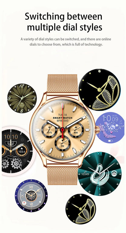 2025 New AMOLED Screen 7.9mm Ultra-thin Women Blue Tooth Call Smart Watch Heart Rate Health Lady Music Sport Fitness Smartwatch