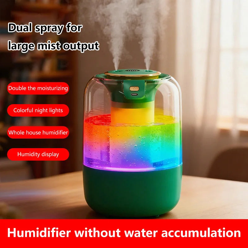 Humidifier USB Double Spray Quiet 2L Large Capacity Humidifier Home Dormitory Office Bedroom Desktop with Night Light