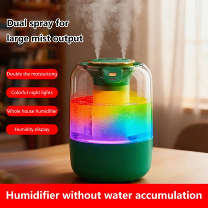 Humidifier USB Double Spray Quiet 2L Large Capacity Humidifier Home Dormitory Office Bedroom Desktop with Night Light