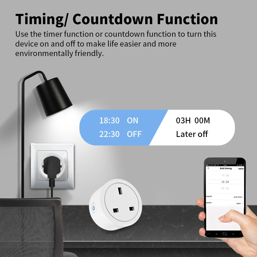UK Zigbee Smart Plug with Energy Monitoring|Tuya Smart Life App Remote Control|Timer, Supports Alexa & Assistant|Device Sharing