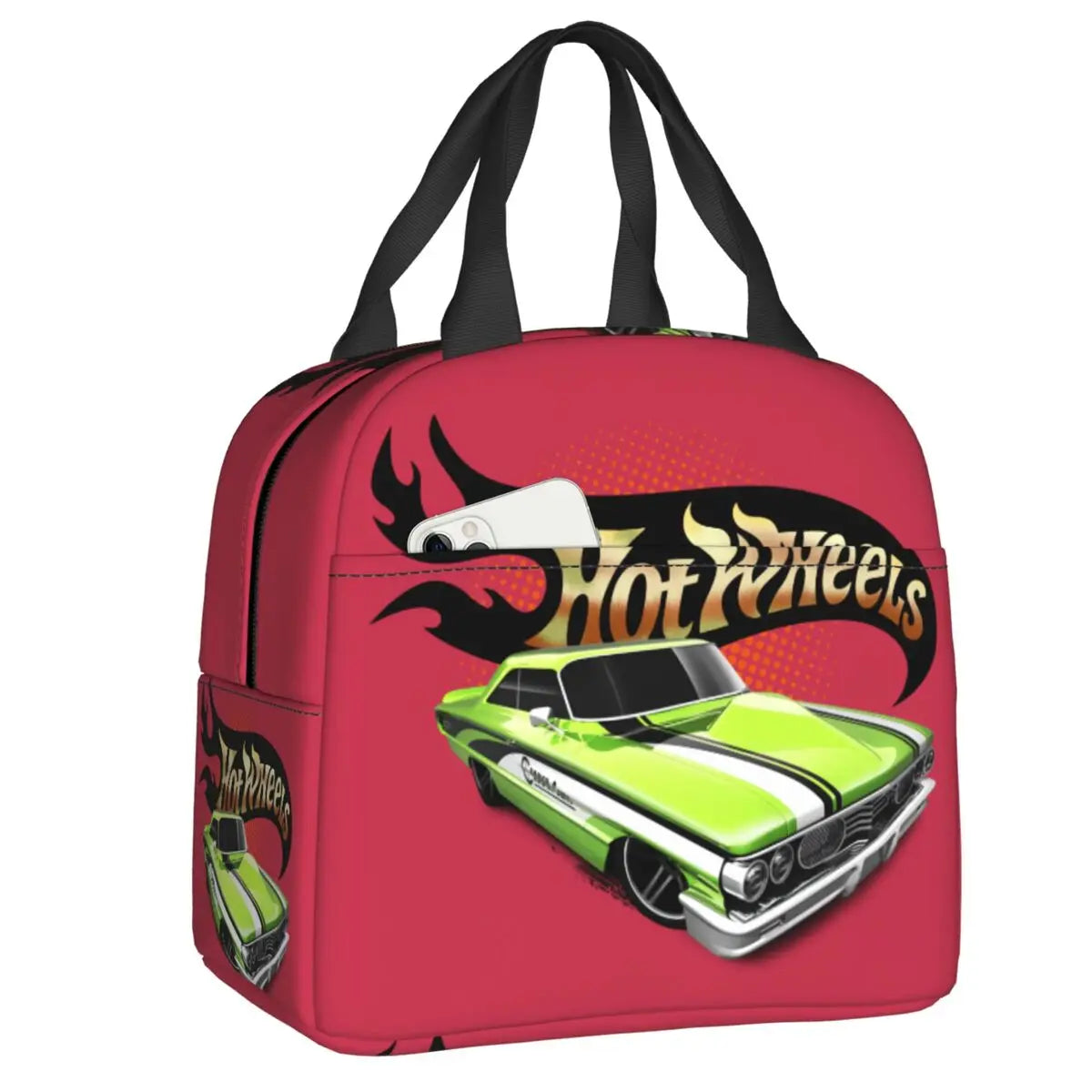 Custom Hot Wheels For Fans Thermal Insulated Lunch Bag Cartoon Sport Car Portable Lunch Container Travel Multifunction Food Box
