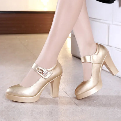 5 8 10cm Small Size 32-44 Elegant Gold Silver Wedding Shoes Women Platform Pumps 2026 Block High Heels Shoes Dress Office Model