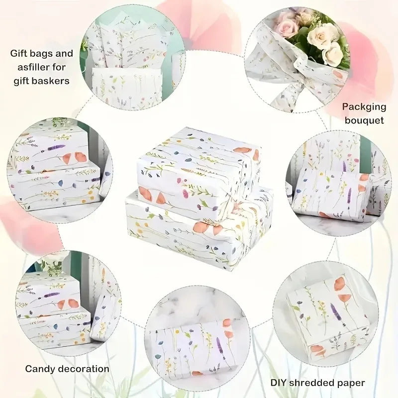 20 Sheets Lavender Print Tissue Paper - Semi-Transparent Perfect for Christmas Birthdays Weddings Valentine's Day 14x20 Inches