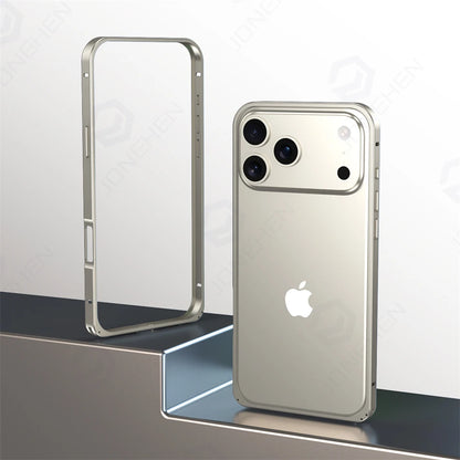 17pro Light Aluminum Metal Bumper Case Orange For iPhone 12 13 14 Plus 15 16 17 Pro Max Ultra Thin Alloy Back Frame Accessories