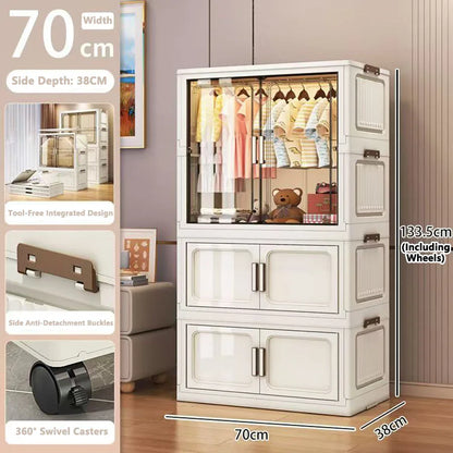 Multi-Functional Folding Storage Cabinet with Doors White/Black/Gray for Home Office Kitchen Bathroom Organizer