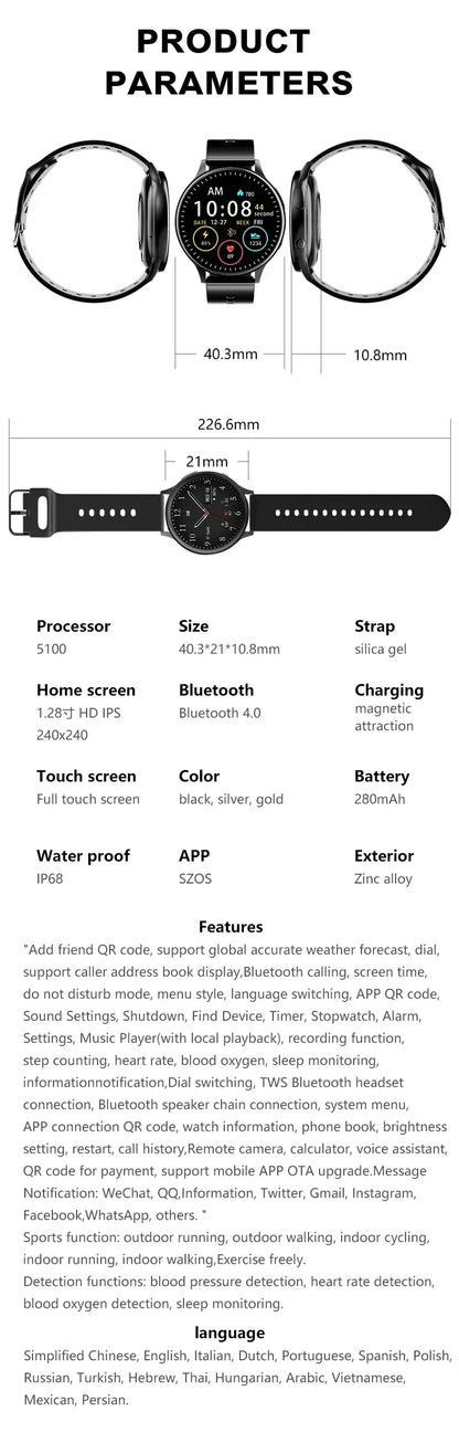 2025 Men Bluetooth Call SmartWatch Heart Rate Blood Pressure Monitor Smartwatch IP67 Waterproof Women Smartwatch For Android IOS