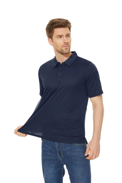 KEFITEVD Summer Golf T-shirts Men's Short Sleeve Quick Drying Polo Shirt Lightweight Outdoor Hiking Camping T-shirts Tee Tops