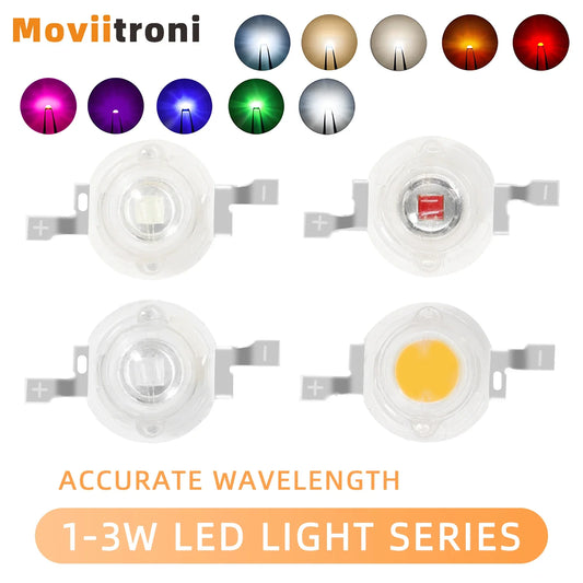 10pcs 1W 3W High Power LED Lamp Diodes Beads White Red Blue Green Yellow Purple Pink RGB for Blubs Spotlight Downlight Chip by PDG ibma