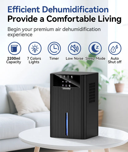 Portable Mini Dehumidifier 2.2L Water Tank for Living Room Bedroom Indoor Home Use - Efficient Air Moisture Absorber