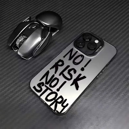 NO! RISK NO! STORY pattern phone case suitable for iPhone 17 16 15 14 13 12 11 Pro/Max/Plus anti drop and shockproof back cover