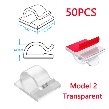 50 20 10 PCS Cable Organizer Clip Self Adhesive Cord Management Desktop Wall USB Cable Management Wire Winder Manager Desk Clamp