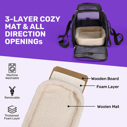 Dog Carrier for Small, Medium Pet Carriers Up to 15Lbs Cat Carrier Soft-Sided Puppy Cat Bag Portable Foldable Airline Approved