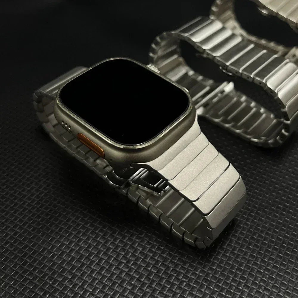 Titanium color band For Apple Watch Band Ultra 2 49mm 9 8 7 5 4 se 6 for iwatch 45mm 41 42 44mm 38 40mm stainless steel bracelet