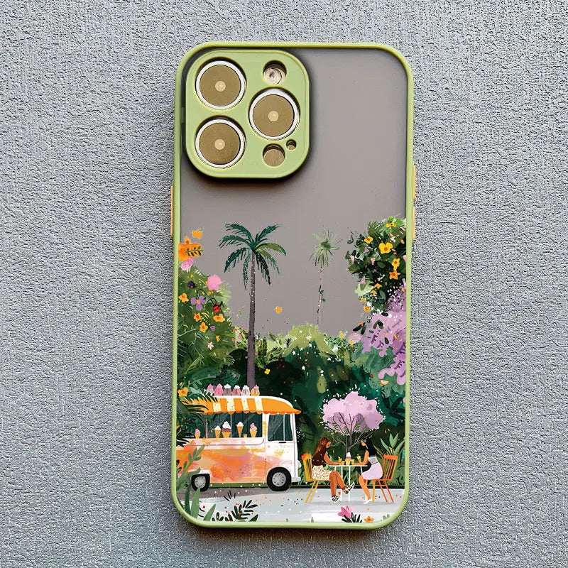 Coconut Tree Phone Case For iPhone 11 12 13 14 15 Pro Max Mini 16 Pro Max X XR XS 7 8 15 Plus SE Summer Scenery Shockproof Cover