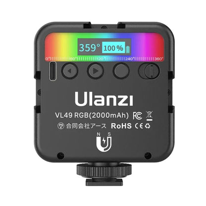 Ulanzi VL49 RGB Video Lights Mini LED Camera Light 2000mAh Rechargable LED Panel Lamp Photo Video Lighting for Youtube Tik tok