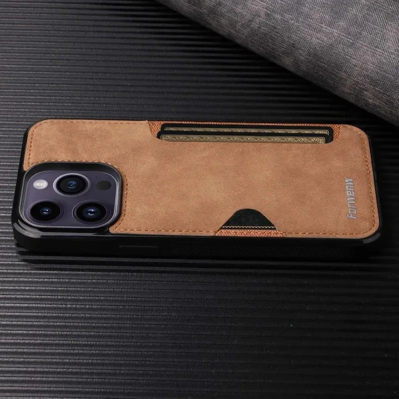 Retro Card Holder Phone Case for iPhone 17 16 15 14 13 12 11 Pro Max 16E Mini XS XR SE 7 8 Plus Busines Wallet PU Leather Cover