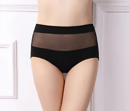 Large Size 110 Kg Triangle Underwear Women's Mesh High Waist Hip Fat Transparent Sexy Lingerie