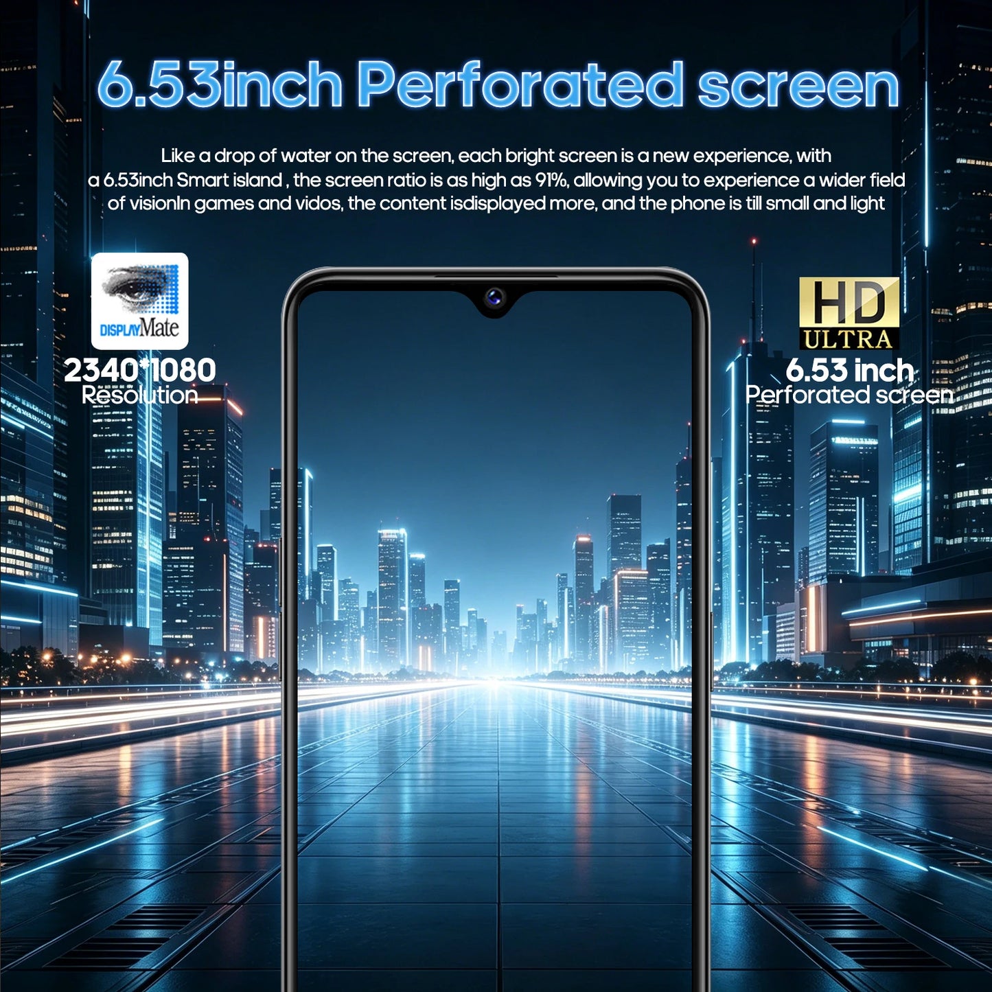 FUFFI Global Vision M17 Pro Max Smartphone Android 8GB RAM 256GB ROM 6.53 Inch Phone 24MP+48MP Dual SIM 4G Network Mobile Phones