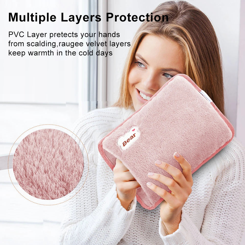 Electric Hand Warmer Portable Heated Gloves USB Warming Plush Hot Water Bottle Heating Water Bags Warm Hand Pocket for Winter