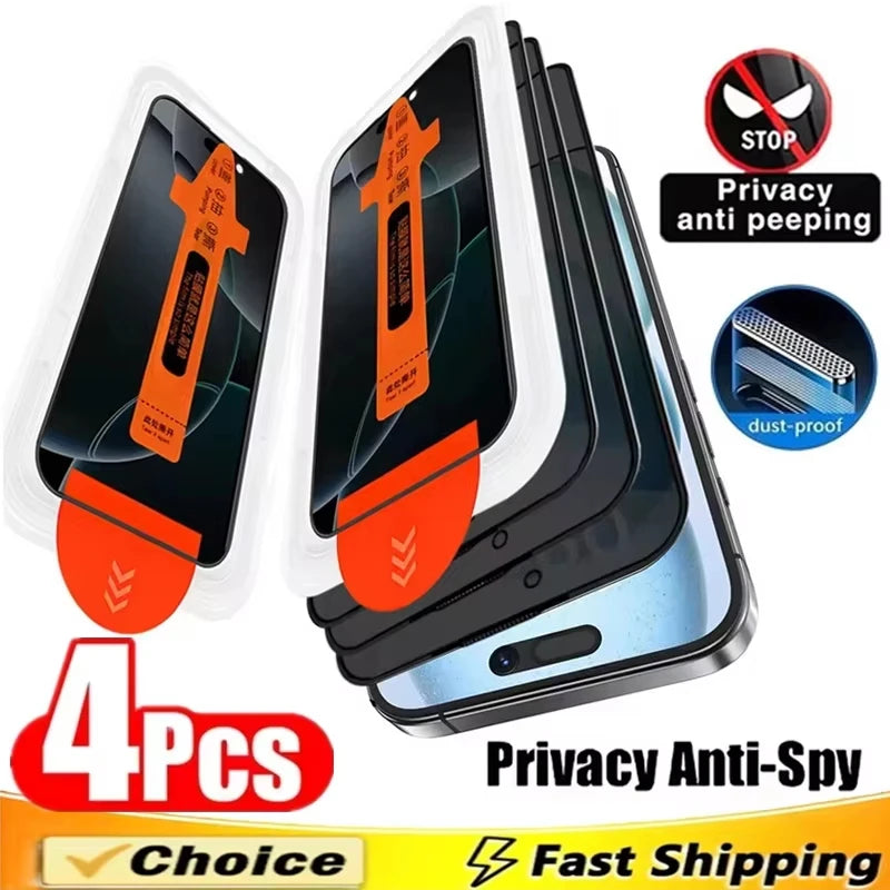 1-4PCS Oleophobic Coating Screen Protector For iPhone 17 Pro Max Air 16 15 14 Plus 13 12 Mini 11 XR XS Anti Spy Tempered Glass by PDG ibma