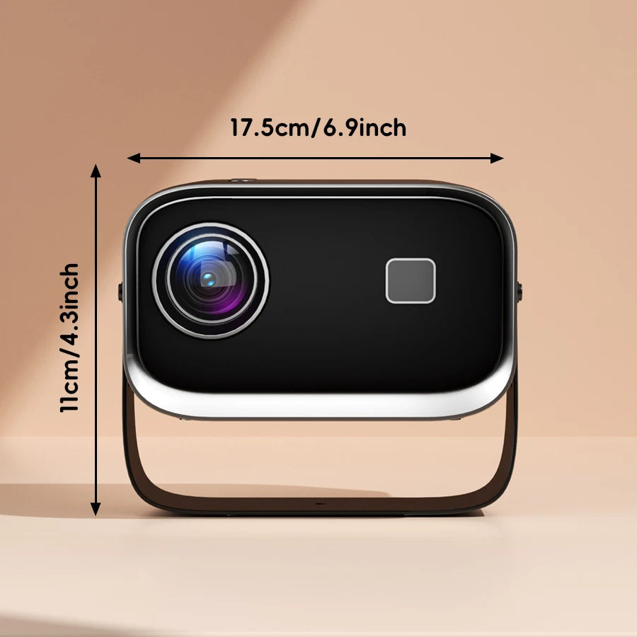 Mini 4K Projector Wall Projector, Portable Outdoor Movie Projector with Built-in Wi-Fi, Speaker & Digital Keystone, HDMI/BT,