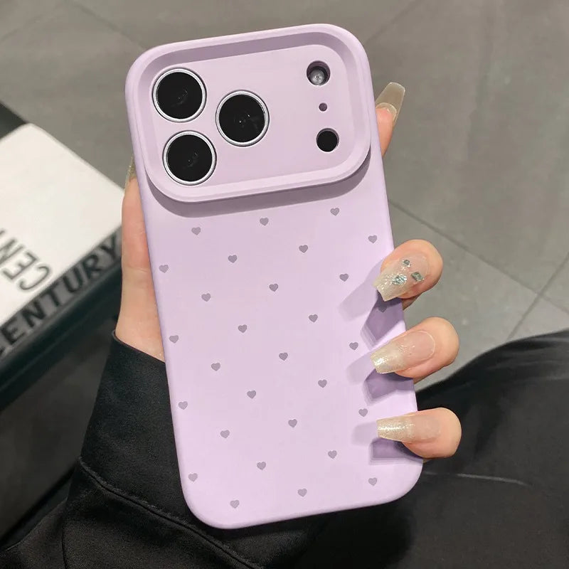 Cute Love Heart Candy Color Matte Case for iPhone 17 16 15 Pro Max 14 Plus 12 13 11 Air Soft Liquid Silicone Ultra Slim Cover
