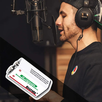 Rechargeable 9V Battery USB-C Charge,21800mWh Long-lasting 9V Li-Ion Battery with Free Cable,for Smoke Alarm,Camera,Clocks,Audio