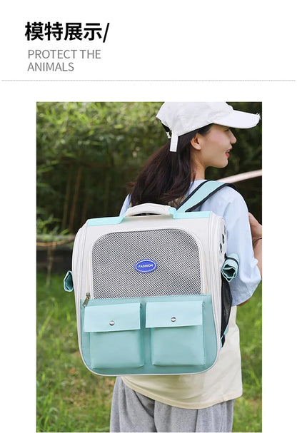 Pet Backpack Outdoor Large Cat Backpack Cat Transporter Breathable Foldable Carrying Bag Backpack Cat And Small Dog Supplies