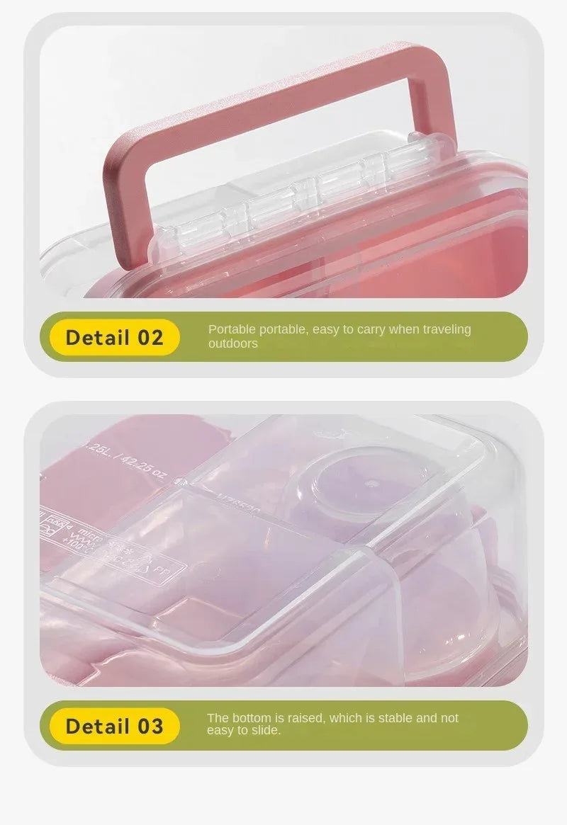 Portable Handle Design Double Layer Lunch Box Compartment Bento Boxes Students Toddler Bento Containers Outdoor Salad Picnic Box