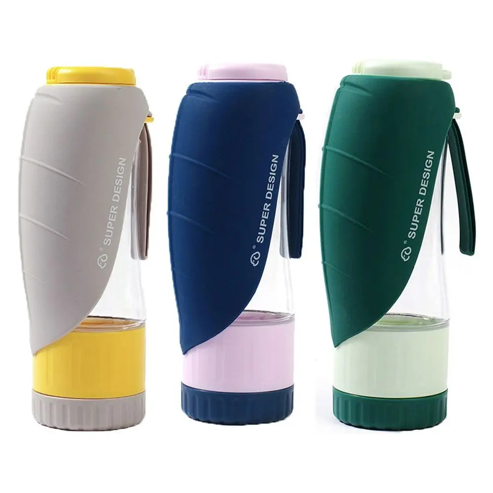 Outdoor Tritan+Silicone Dog Water Bottle Folding Water Slot Leak Proof Pet Water Dispenser Portable Dual-use Pet Feeder Dog