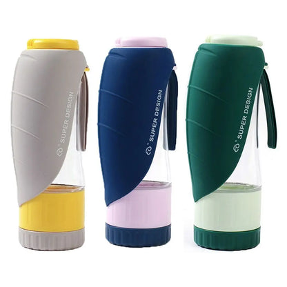Outdoor Tritan+Silicone Dog Water Bottle Folding Water Slot Leak Proof Pet Water Dispenser Portable Dual-use Pet Feeder Dog