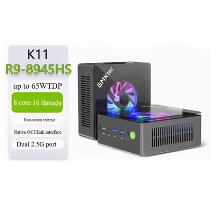 GMKtec K11 Gaming PC AMD Ryzen 9 8945HS 32GB DDR5 1TB PCIe 4.0 SSD Windows 11 Pro Oculink Dual 2.5G LAN HDMI DP 2 USB4 RGB