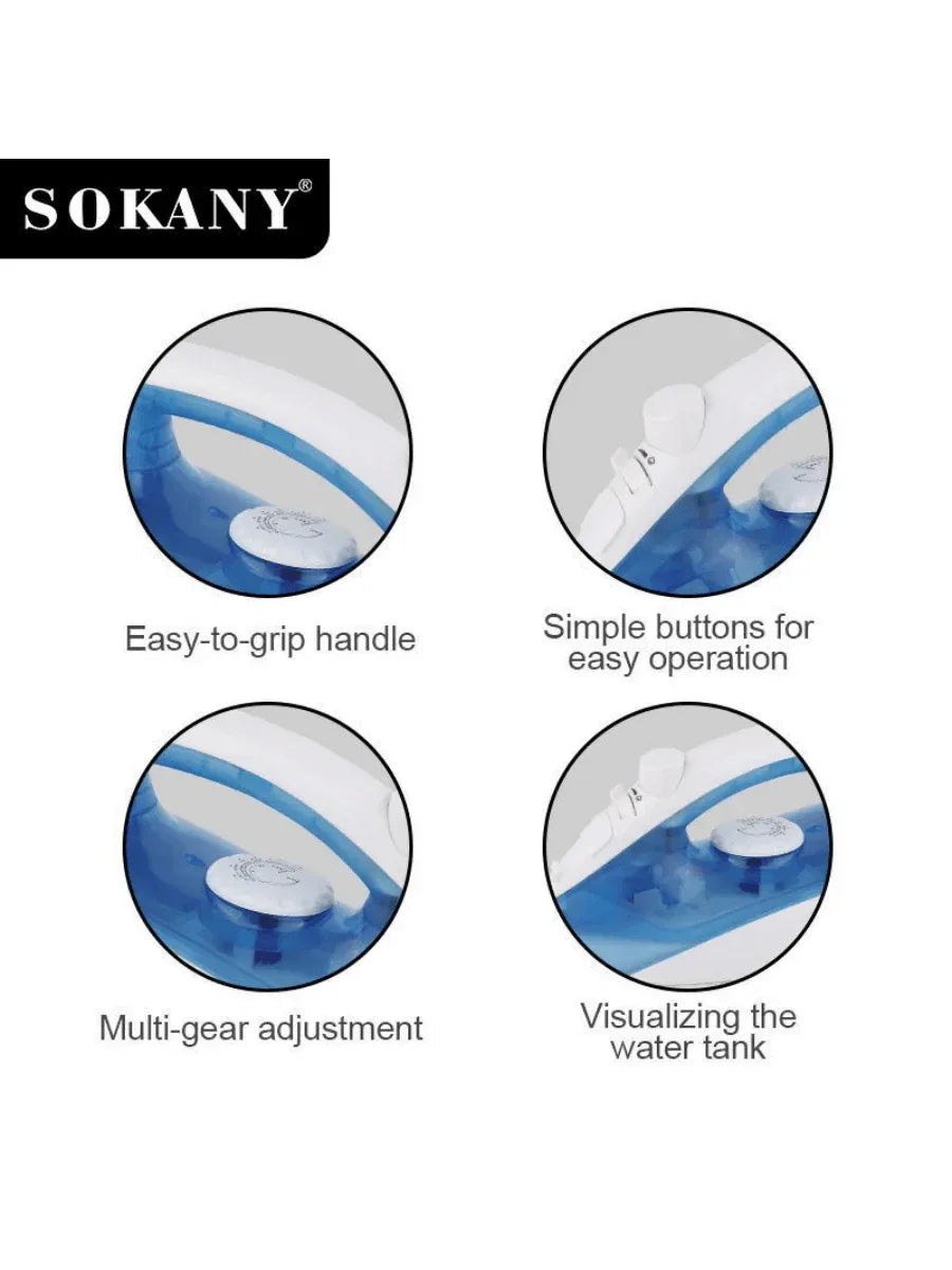SOKANY-138A Home Electric Handheld Steam Iron - Travel Version with Ceramic Soleplate Design, Suitable for All Types of Clothing