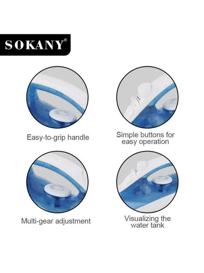SOKANY-138A Home Electric Handheld Steam Iron - Travel Version with Ceramic Soleplate Design, Suitable for All Types of Clothing