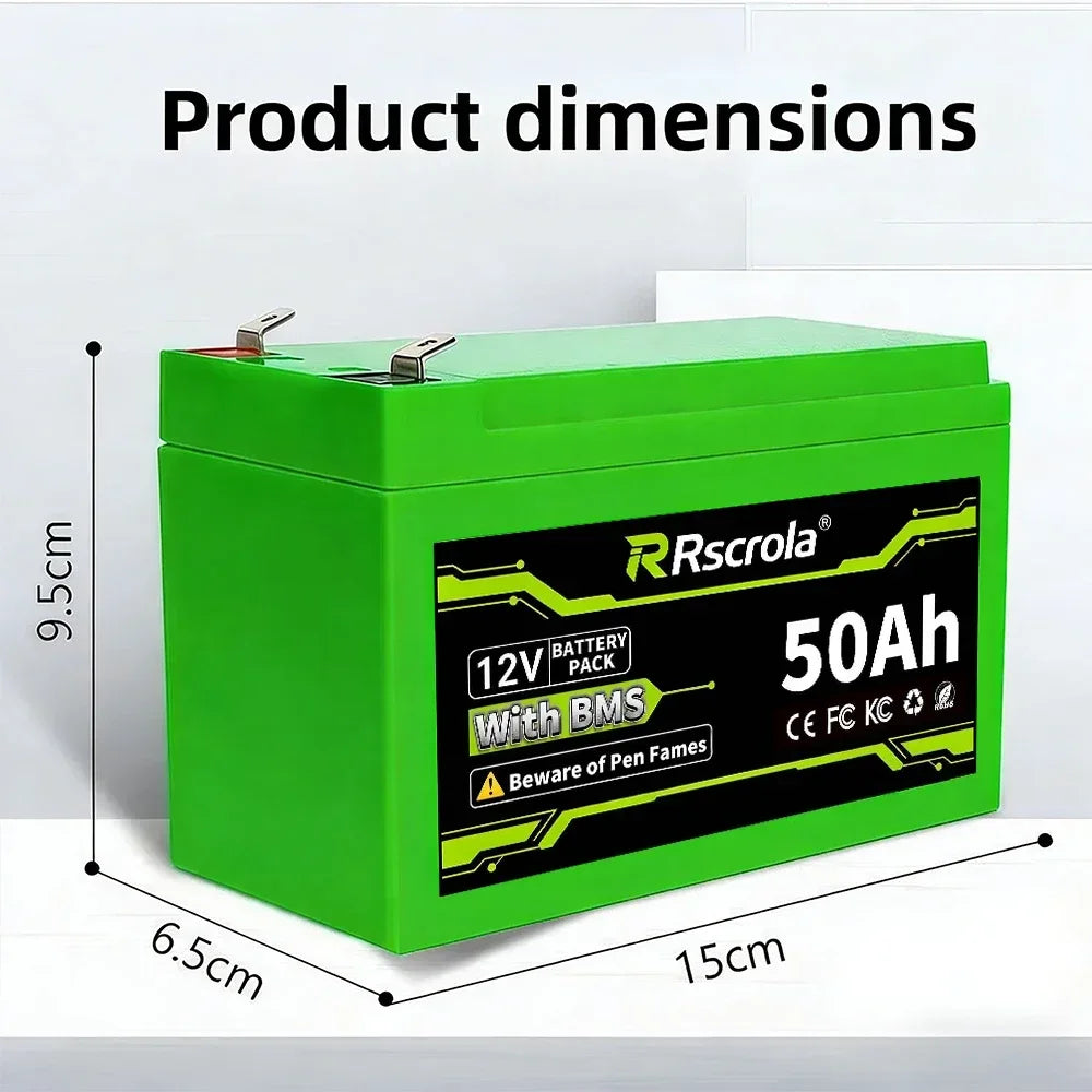 12V Li-ion Battery Pack 50Ah/40Ah/30Ah/20Ah A+ 18650 Battery Pack Long-lasting for Sprayer,Children's Toy Car,Scale,Solar Energy