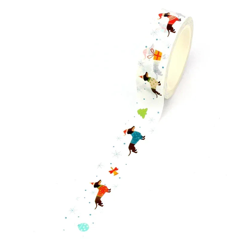 2023 NEW 1PC. 10M Decor Dachshund Christmas Seasonal Washi Tape for  Journaling Adhesive Masking Tape Cute Stationery