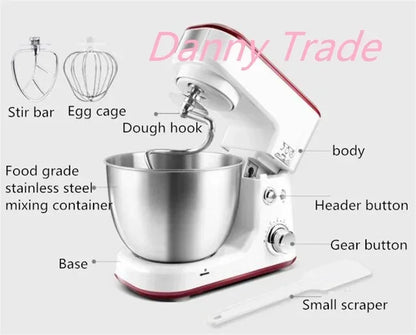 AC220-240V 50-60HZ 600W POWER 4L bowl Powerful home use mini food mixer hand mixer stand mixer Polupar Dough Cream Mixer muliuse