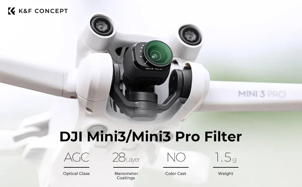 K&F CONCEPT Drone Filter for DJI Mini 3 Pro &Mini 3 UV/CPL/ND2-ND32/ND32-ND512 Variable Camera Coating Optical Glass Lens Filter