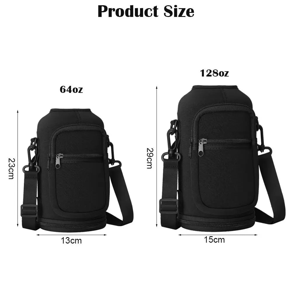Portable Water Bottle Bag Large Capacity with Adjustable Shoulder Strap Cup Insulated Protective Cover Durable