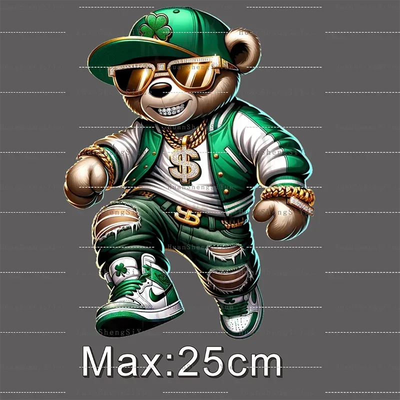 Teddy Bear Street Style Ironing Sticker Clothes DTF Fashion T-shirt Hoodie DIY Hot Transfer Printing Hot Sticker Waterproof