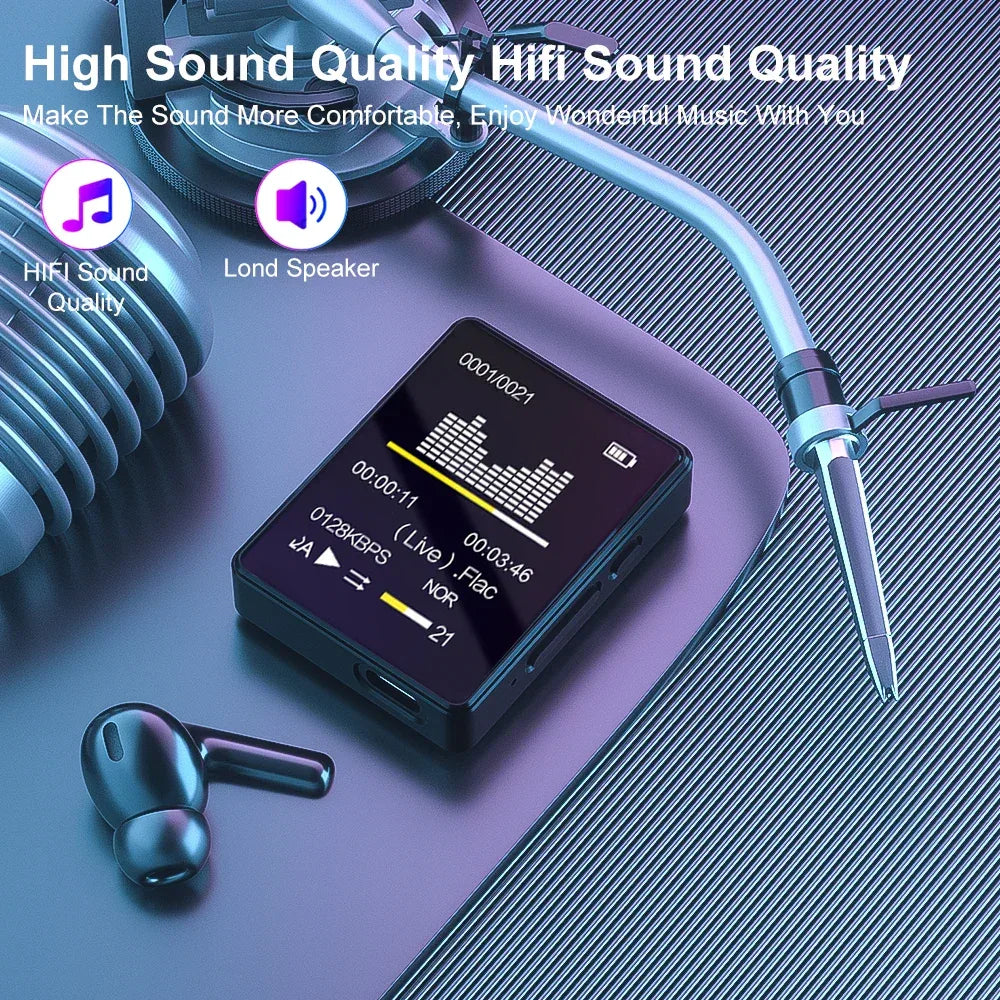 8-128GB MP3 Music Player Full Screen Touch MP4 Bluetooth Built-in Speaker Portable HiFi Music Player Video Playback recording