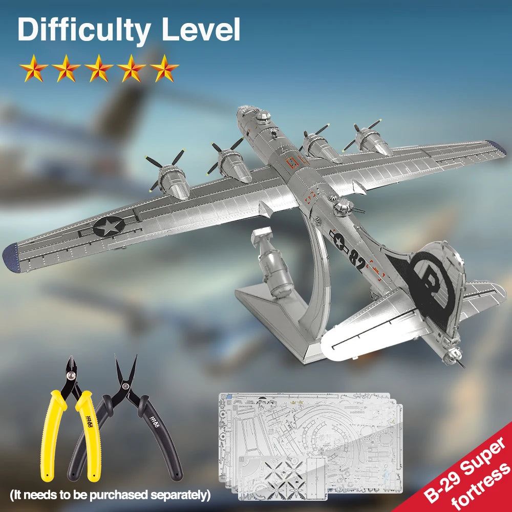 Piececool 3D Puzzles Airplane Metal Assembly Model Kits Creative Toys Jigsaw DIY for Adult Gifts 150Pcs