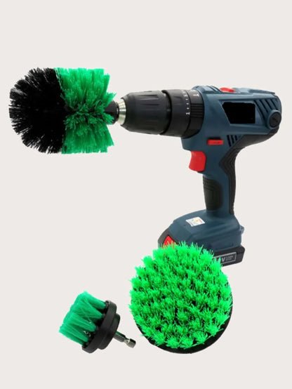 3Pcs/Set Electric Scrubber Brush Drill Brush Kit Plastic Round Cleaning Brush for Carpet Glass Car Tires Nylon Brushes