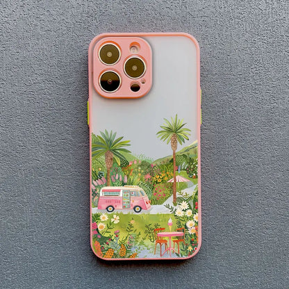 Coconut Tree Phone Case For iPhone 11 12 13 14 15 Pro Max Mini 16 Pro Max X XR XS 7 8 15 Plus SE Summer Scenery Shockproof Cover