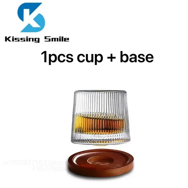 Creative Whiskey Glasses Durable Spinning Glassware Cocktails Wine Brandy Cup Water Juice Tea Mug Party Drinking Glass Tumbler