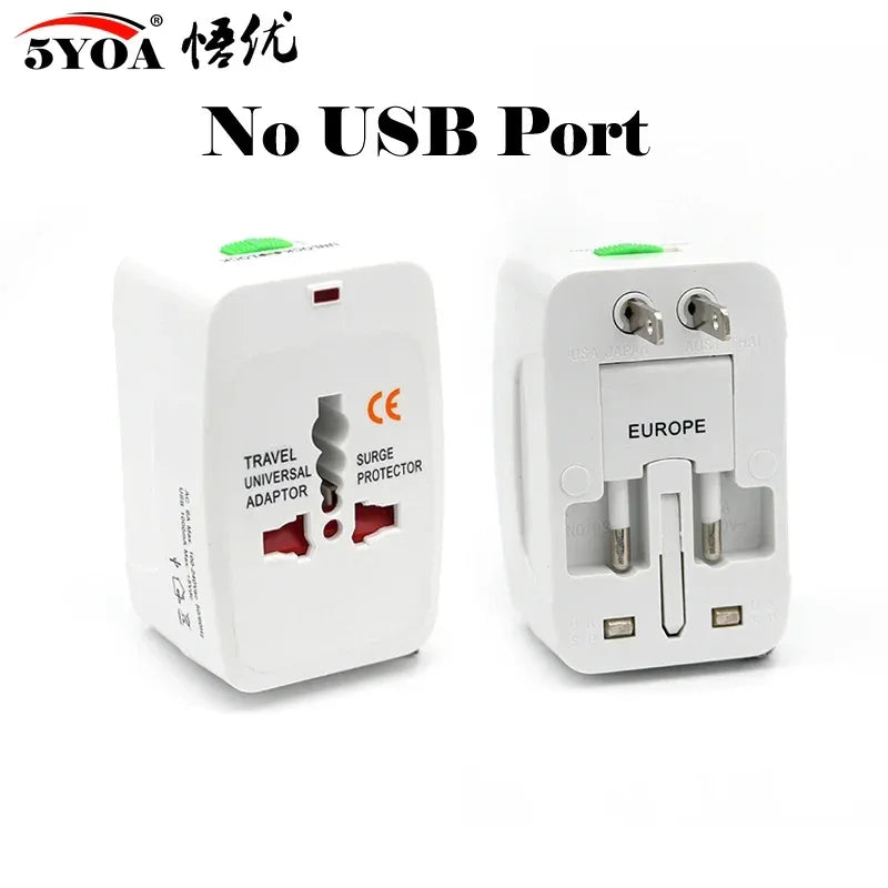 5YOA Power Socket Charging Port Universal Worldwide Travel Wall Charger AC Power AU UK US EU Plug Adapter Adaptor Option 2 USB