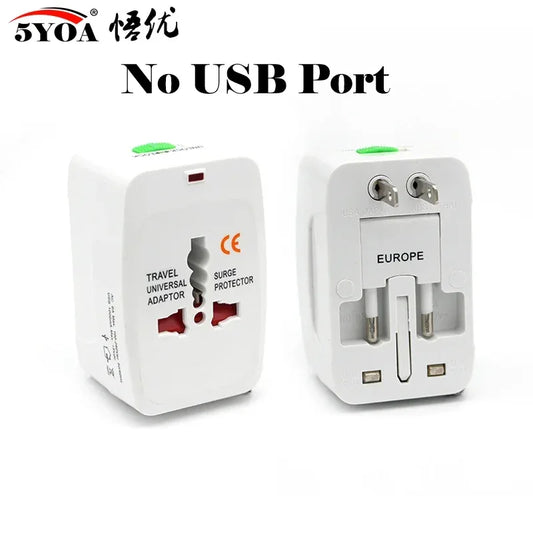 5YOA Power Socket Charging Port Universal Worldwide Travel Wall Charger AC Power AU UK US EU Plug Adapter Adaptor Option 2 USB